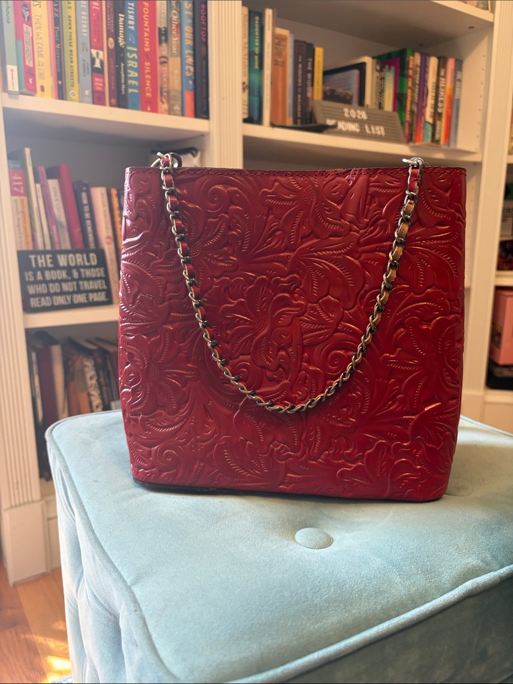 Patricia Nash Tooled Leather Ledra Bucket Crossbody Bag